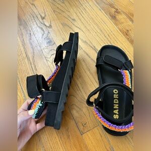 Sandro summer sandals, orange and purple